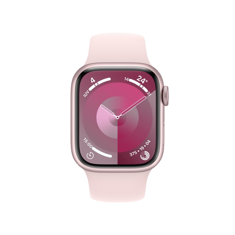 Apple Watch Series 9 GPS Cassa 41mm in Alluminio Rosa con Cinturino Sport Rosa Confetto - S M