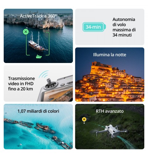 DJI Mini 4 Pro 4 rotori Quadrirotore 48 MP 3840 x 2160 Pixel 2590 mAh Nero, Bianco