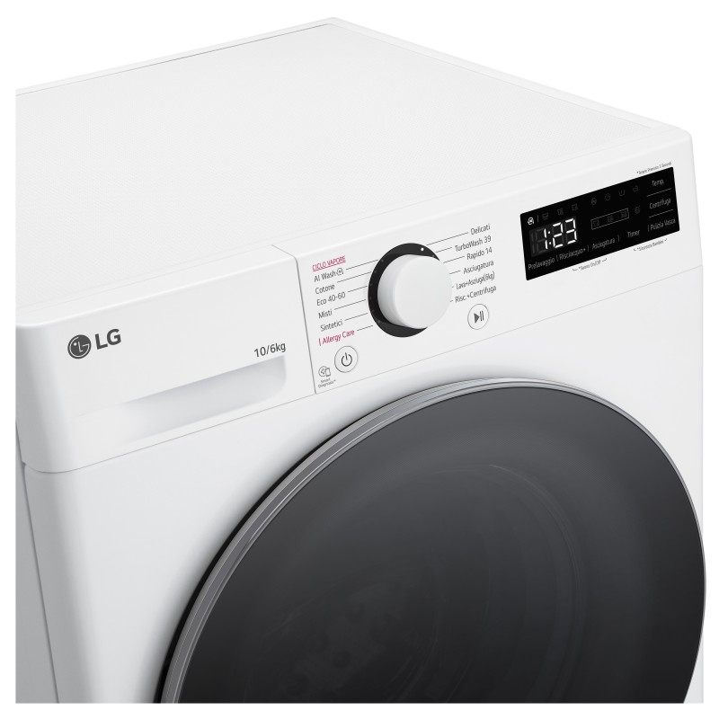 LG D4R5010TSWS machine à laver avec sèche linge Pose libre Charge avant Blanc D