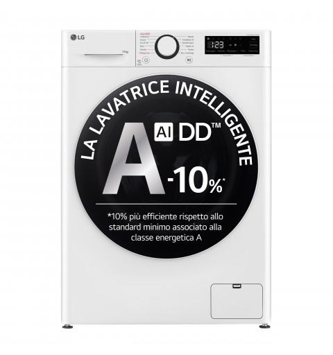 LG F4R5011TSWW Lavatrice 11kg AI DD, Classe A-10%, 1400 giri, TurboWash, Vapore