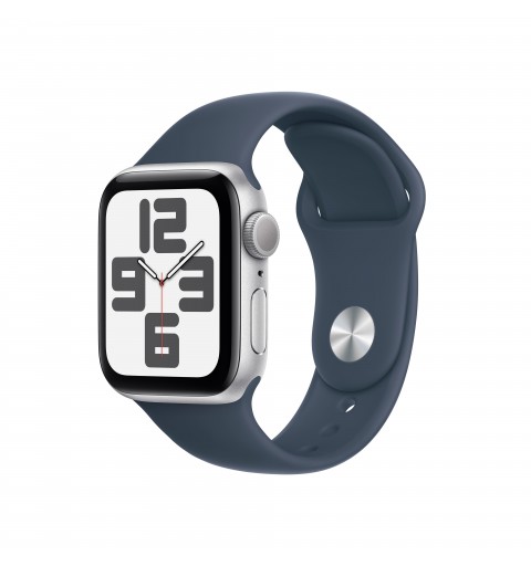 Apple Watch SE GPS 40mm Silver Aluminium Case with Storm Blue Sport Band - S M