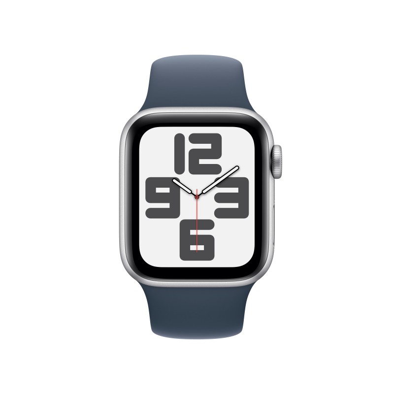 Apple Watch SE GPS 40mm Silver Aluminium Case with Storm Blue Sport Band - S M