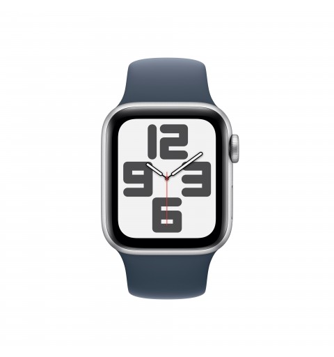 Apple Watch SE GPS 40mm Silver Aluminium Case with Storm Blue Sport Band - S M