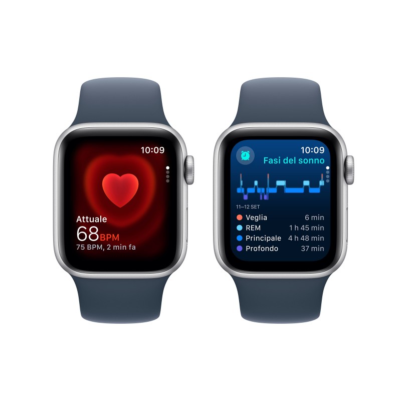 Apple Watch SE GPS 40mm Silver Aluminium Case with Storm Blue Sport Band - S M