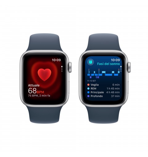 Apple Watch SE GPS 40mm Silver Aluminium Case with Storm Blue Sport Band - S M
