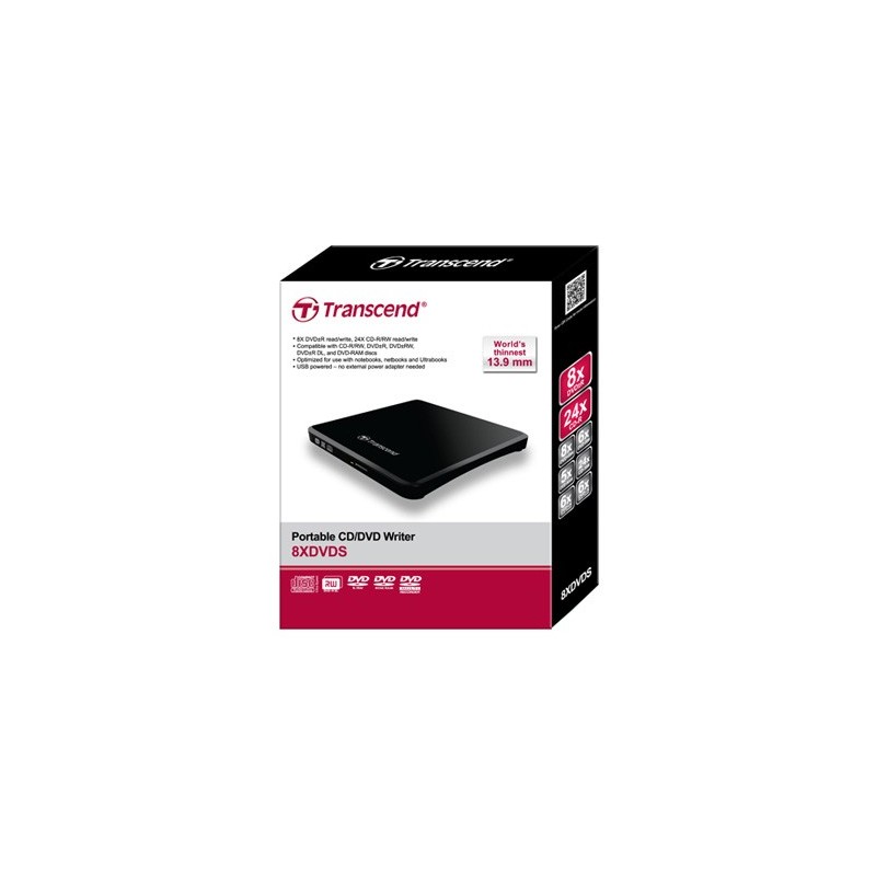 Transcend TS8XDVDS-K lecteur de disques optiques DVD±R RW Noir