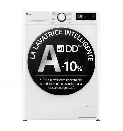 LG F4R5009TSWW Lavatrice 9kg AI DD, Classe A-10%, 1400 giri, TurboWash, Vapore