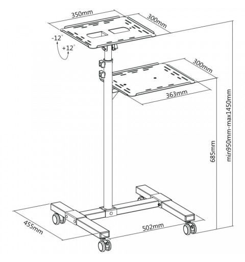 Techly ICA-TB TPM-10 supporto per laptop Nero