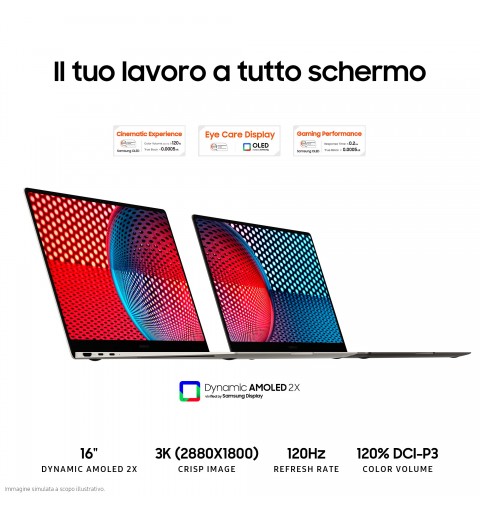 Samsung Galaxy Book3 Pro NP960XFG-KC2IT laptop Ordinateur portable 40,6 cm (16") WQXGA+ Intel® Core™ i7 i7-1360P 16 Go