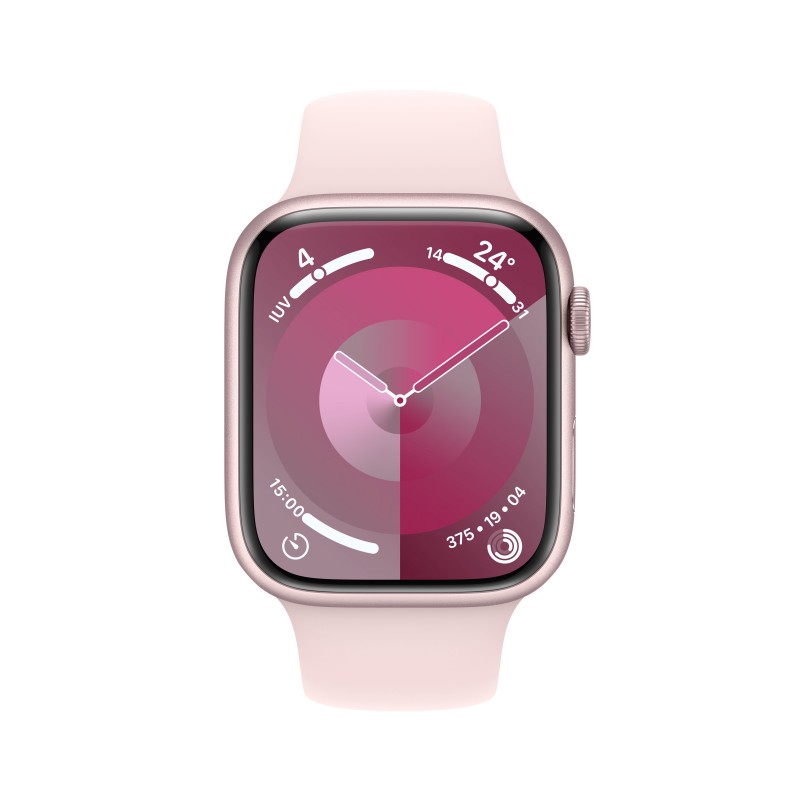 Apple Watch Series 9 GPS Cassa 45mm in Alluminio Rosa con Cinturino Sport Rosa Confetto - S M
