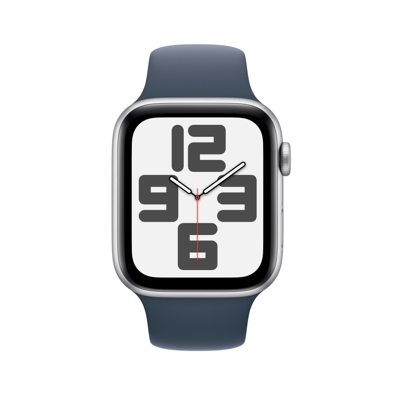 Apple Watch SE GPS Cassa 44mm in Alluminio Argento con Cinturino Sport Blu Tempesta - S M