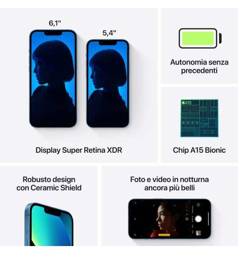 Apple iPhone 13 15,5 cm (6.1") Doppia SIM iOS 15 5G 128 GB Blu