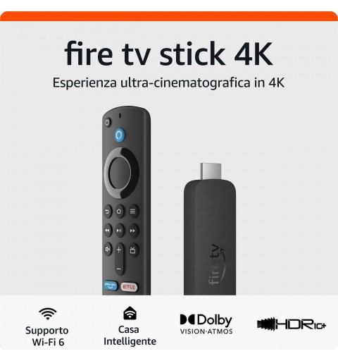 Amazon Fire TV Stick 4K di | Dispositivo per lo streaming con supporto per Wi-Fi 6, Dolby Vision Atmos e HDR10+