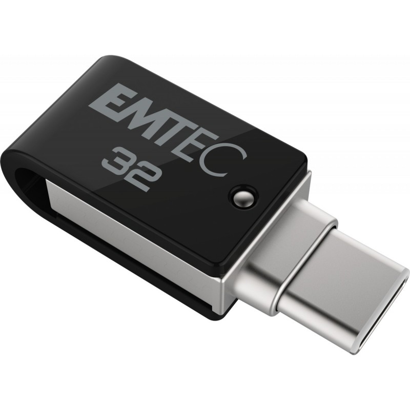 Emtec T260C unità flash USB 32 GB USB Type-A USB Type-C 3.2 Gen 1 (3.1 Gen 1) Nero, Stainless steel