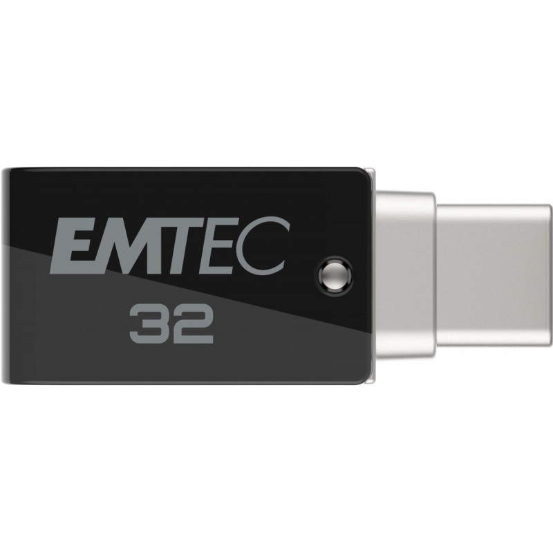 Emtec T260C unità flash USB 32 GB USB Type-A USB Type-C 3.2 Gen 1 (3.1 Gen 1) Nero, Stainless steel