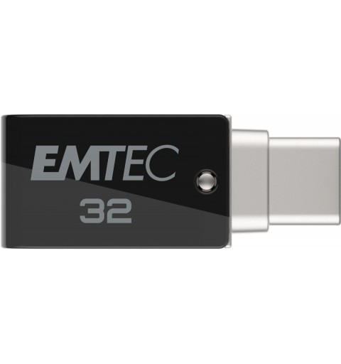 Emtec T260C unità flash USB 32 GB USB Type-A USB Type-C 3.2 Gen 1 (3.1 Gen 1) Nero, Stainless steel