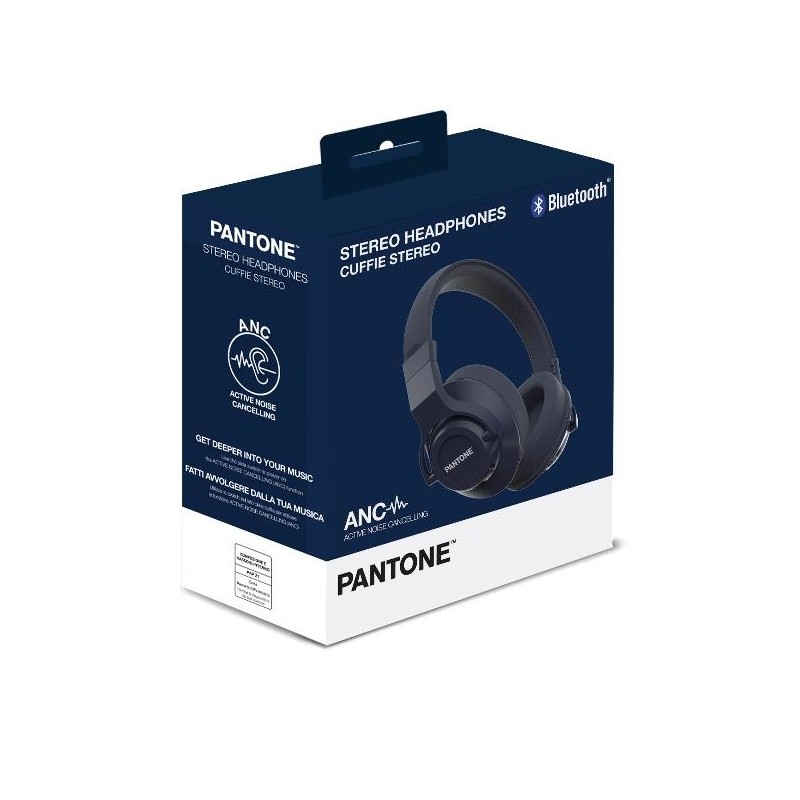 Pantone PT-WH005 Auricolare Con cavo e senza cavo A Padiglione Musica e Chiamate Bluetooth Blu