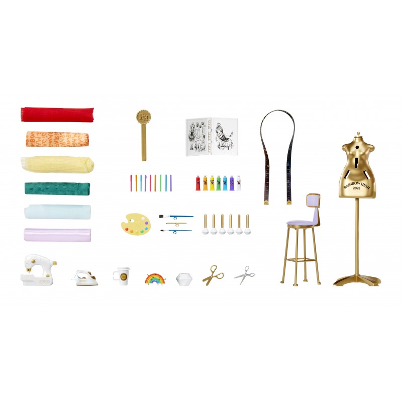 Rainbow High Dream & Design Fashion Studio speelset - Modeontwerper Speelset met Blauwe Skyler Bradshaw Pop en Eenvoudige No Sew Modeset - Geweldig voor Kinderen 4-12 Jaar oud en Verzamelaars