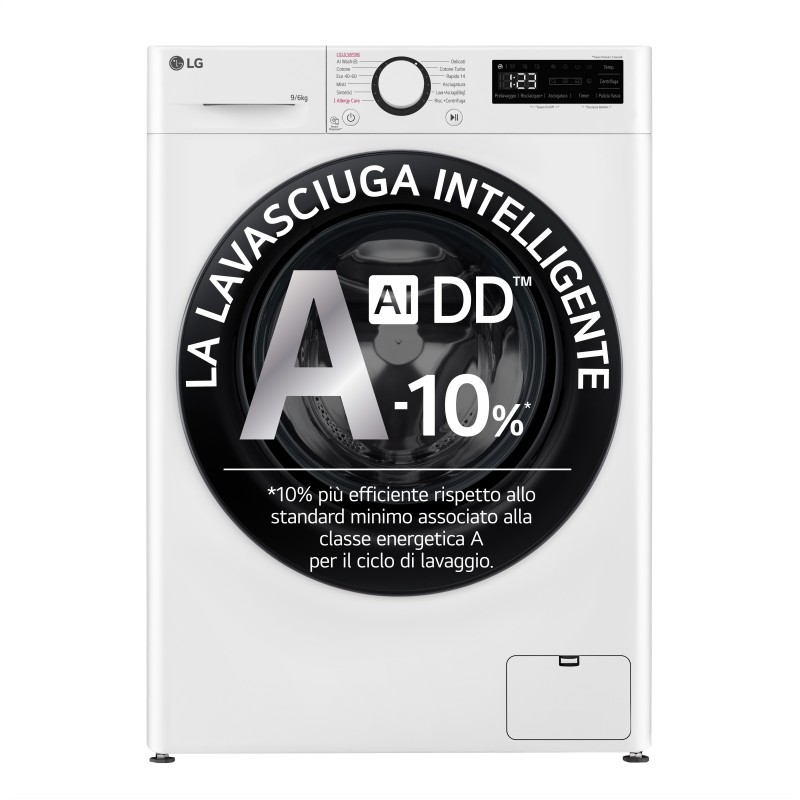 LG D4R3009NSWB lavadora-secadora Independiente Carga frontal Blanco D