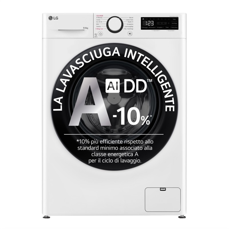 LG D4R3009NSWB machine à laver avec sèche linge Pose libre Charge avant Blanc D