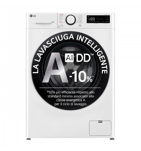LG D4R3009NSWB Lavasciuga 9 6kg AI DD, Classe D, 1400 giri, Vapore, Eco Hybrid