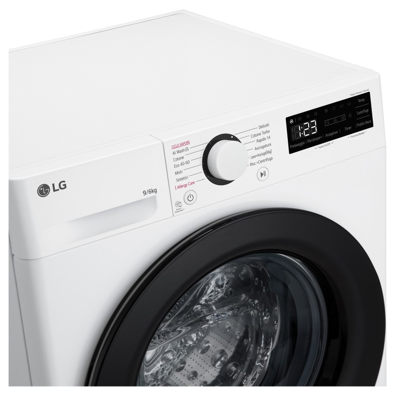 LG D4R3009NSWB machine à laver avec sèche linge Pose libre Charge avant Blanc D