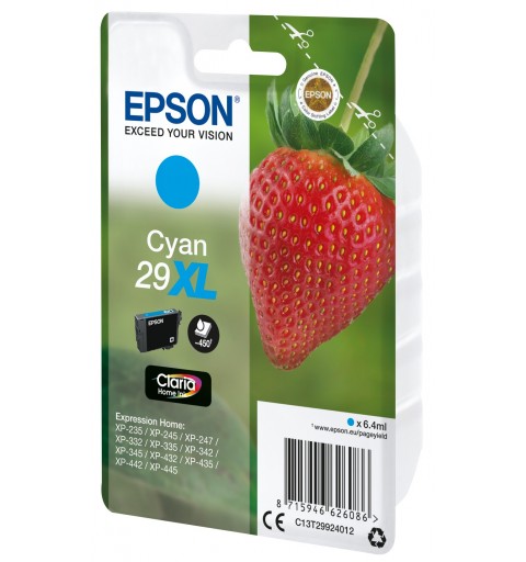 Epson Strawberry Singlepack Cyan 29XL Claria Home Ink