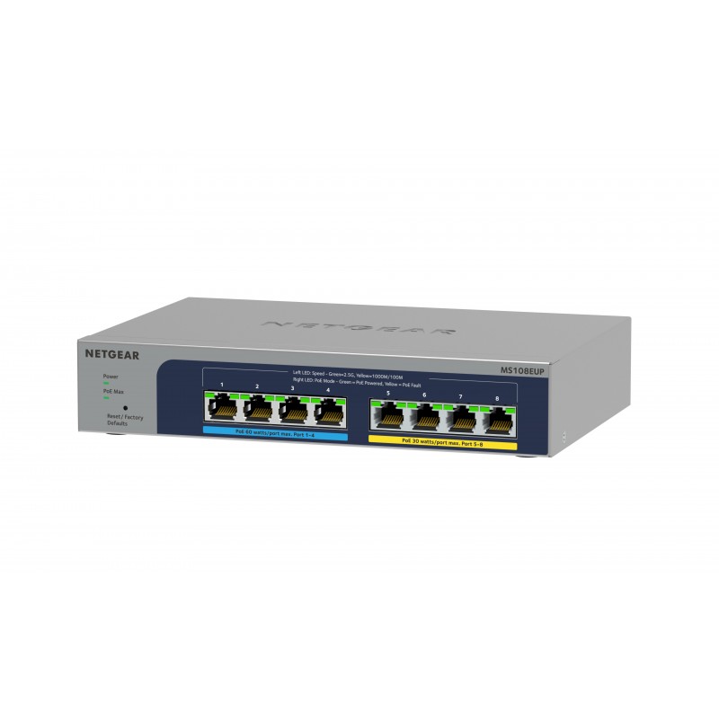 NETGEAR 8-port Ultra60 PoE++ Multi-Gigabit (2.5G) Ethernet Plus Switch Managed L2 L3 2.5G Ethernet (100 1000 2500) Power over