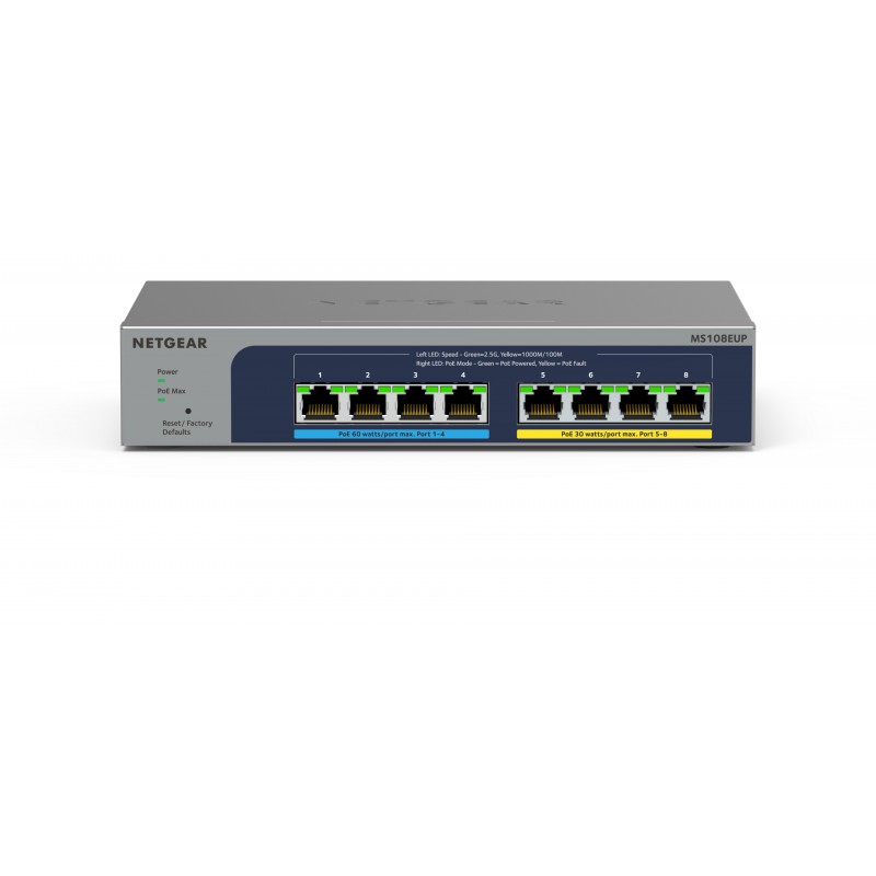 NETGEAR 8-port Ultra60 PoE++ Multi-Gigabit (2.5G) Ethernet Plus Switch Gestionado L2 L3 2.5G Ethernet (100 1000 2500) Energía