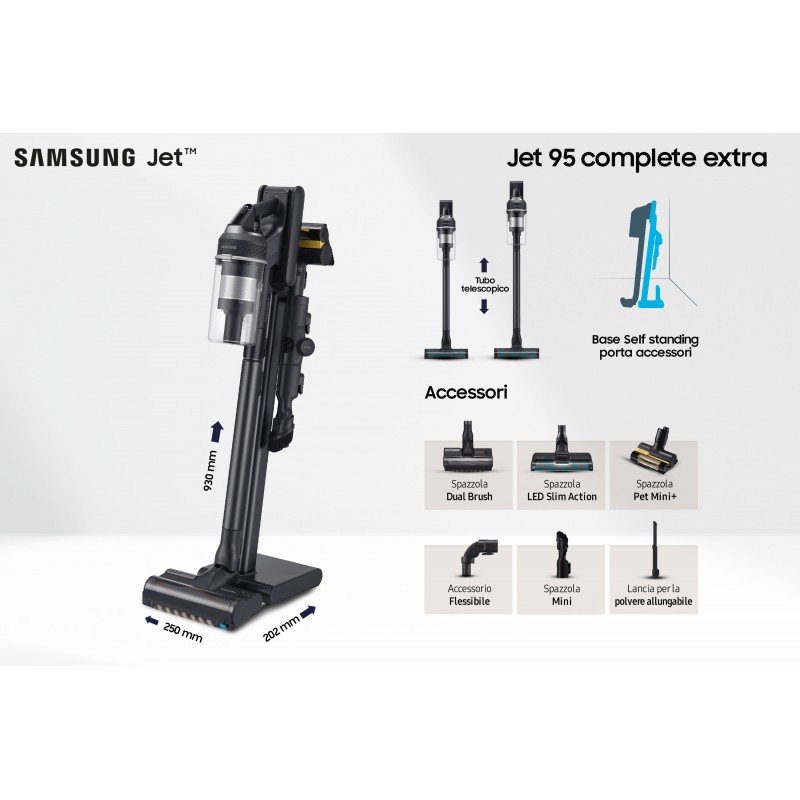 Samsung Aspirapolvere senza filo Jet™ 95 complete extra 210W VS20C9554TK