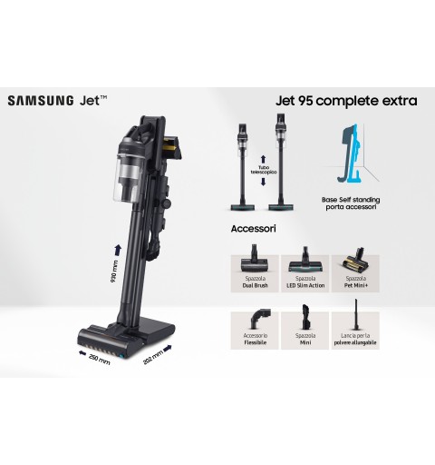 Samsung Aspirapolvere senza filo Jet™ 95 complete extra 210W VS20C9554TK