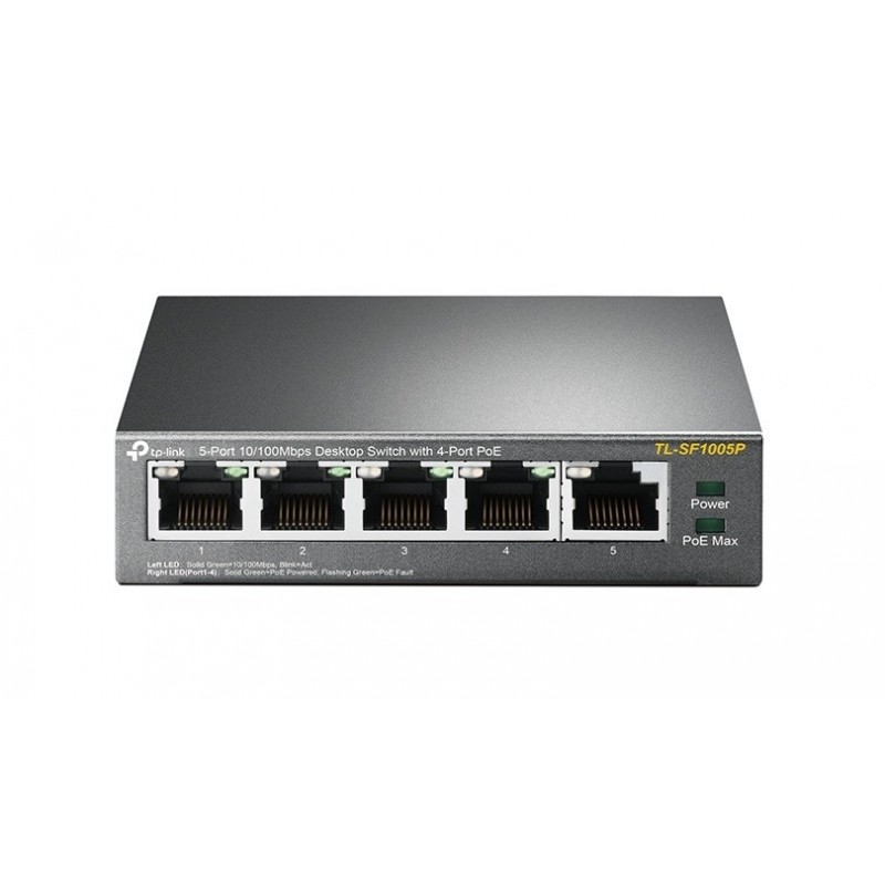 TP-Link TL-SF1005P Non-géré Fast Ethernet (10 100) Connexion Ethernet, supportant l'alimentation via ce port (PoE) Noir