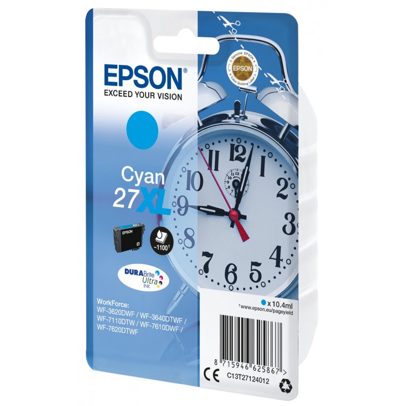 Epson Alarm clock Singlepack Cyan 27XL DURABrite Ultra Ink