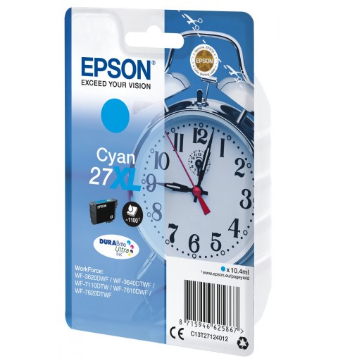 Epson Alarm clock Singlepack Cyan 27XL DURABrite Ultra Ink