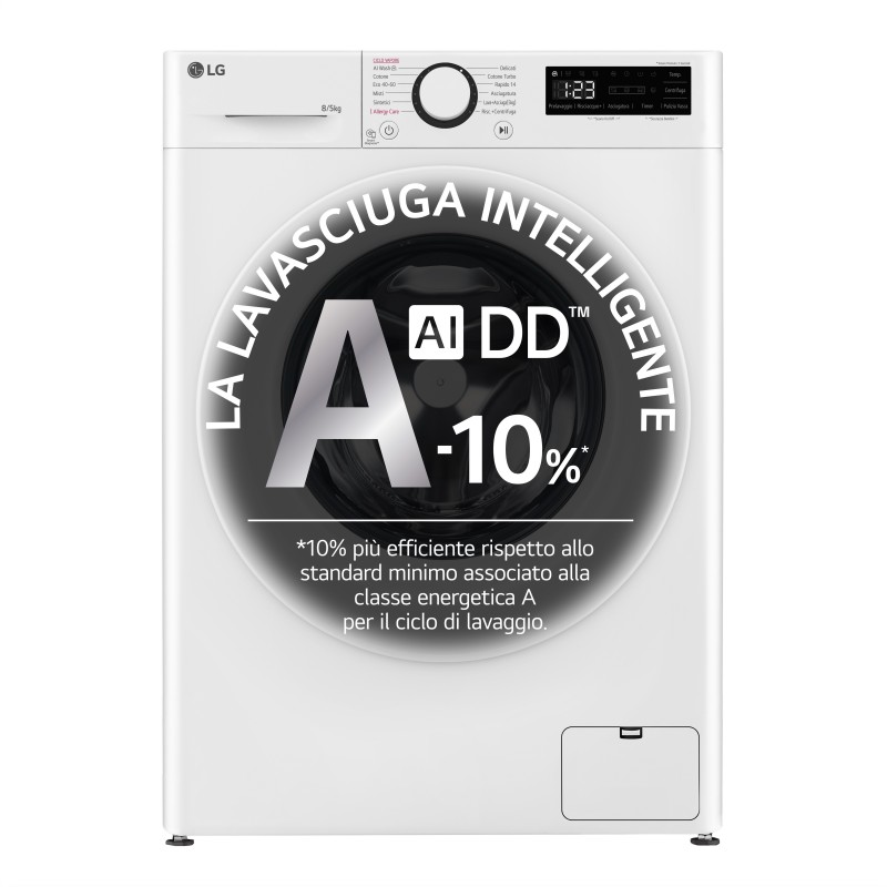 LG D2R3S08NSWW lavadora-secadora Independiente Carga frontal Blanco E