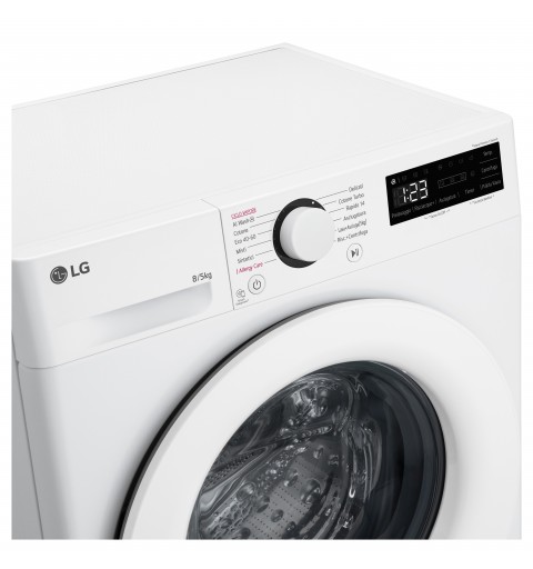 LG D2R3S08NSWW machine à laver avec sèche linge Pose libre Charge avant Blanc E