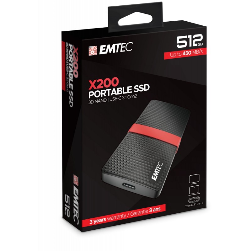 Emtec X200 512 GB Negro, Rojo