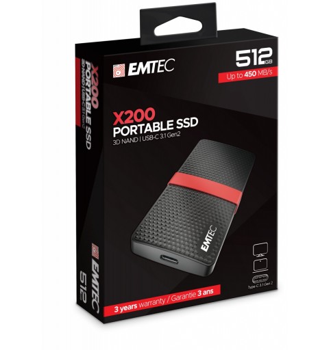 Emtec X200 512 GB Negro, Rojo