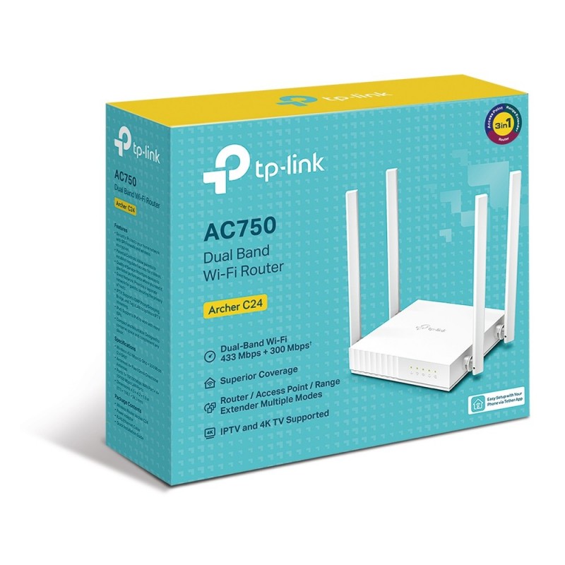 TP-Link ARCHER C24 router wireless Fast Ethernet Dual-band (2.4 GHz 5 GHz) Bianco
