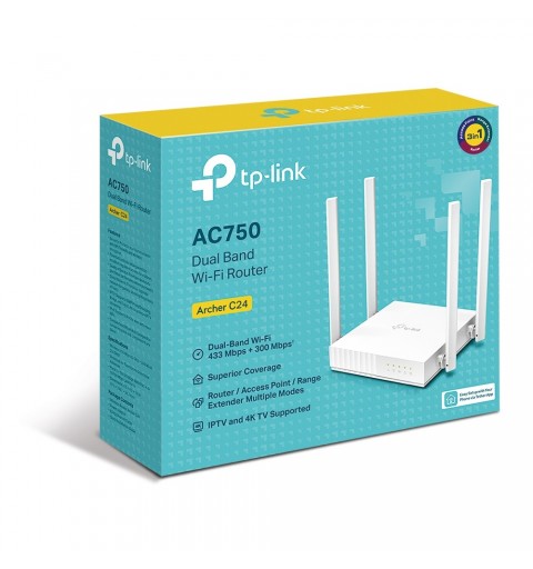 TP-Link ARCHER C24 wireless router Fast Ethernet Dual-band (2.4 GHz 5 GHz) White