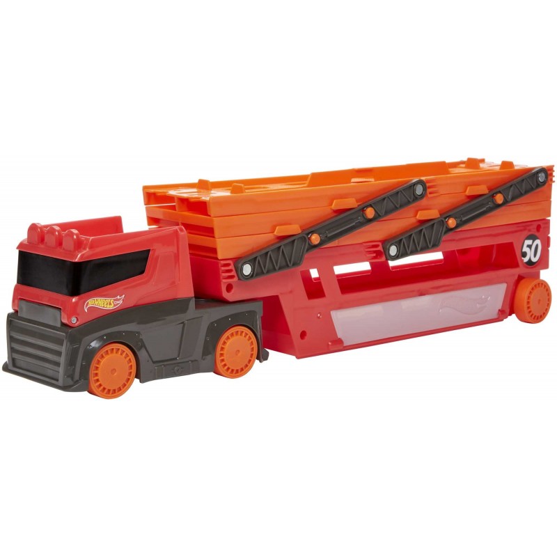 Hot Wheels City - Méga Transporteur Rouge 50Ème