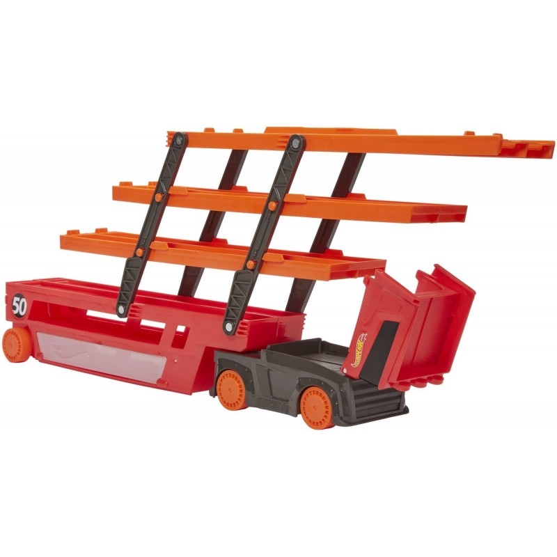 Hot Wheels City - Méga Transporteur Rouge 50Ème