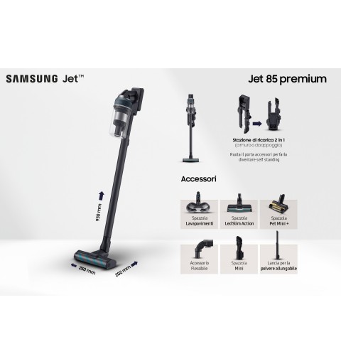 Samsung VS20C852FTB aspirateur de table Noir, Bleu Sans sac