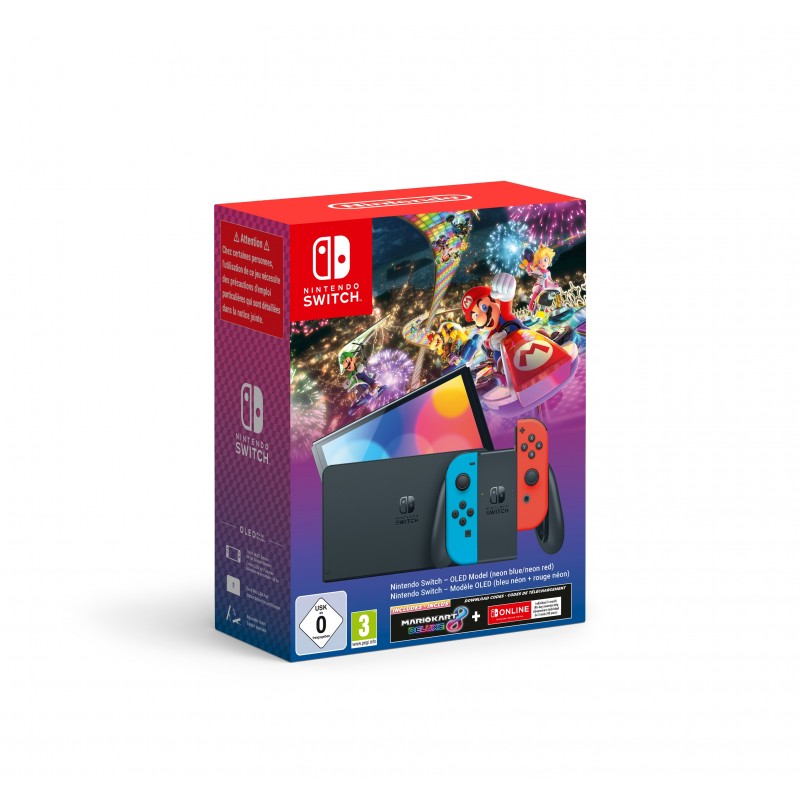 Nintendo Console Switch - Modello OLED, bundle Mario Kart 8 (include il codice download di Mario Kart 8 Deluxe + 3 mesi di