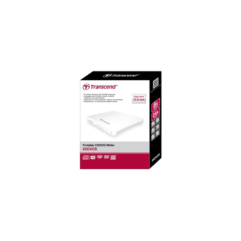 Transcend TS8XDVDS-W lecteur de disques optiques DVD±RW Blanc