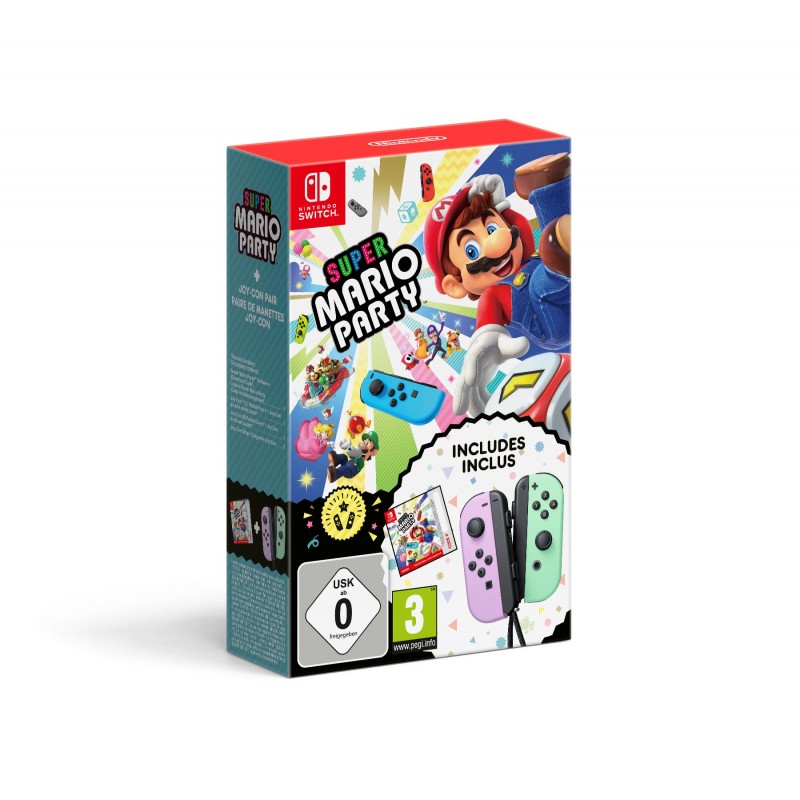 Nintendo Super Mario Party (codice gioco digitale) + Coppia di Joy-con Viola pastello e Verde pastello