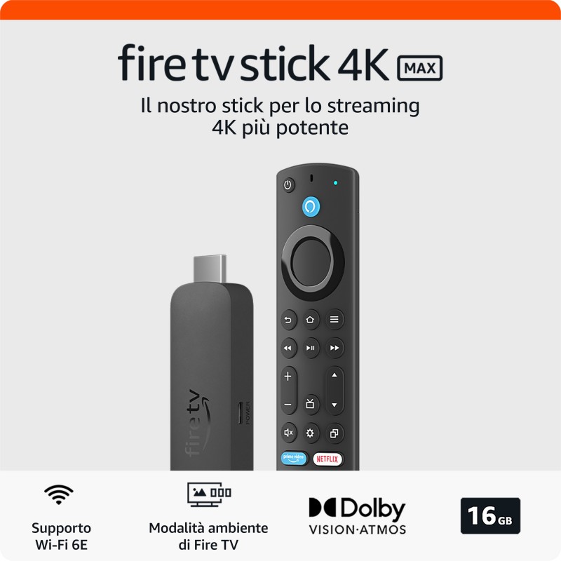 Amazon Fire TV Stick 4K Max HDMI 4K Ultra HD Fire OS Negro