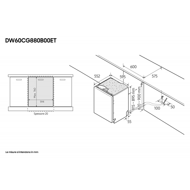 Samsung DW60CG880B00ET dishwasher Fully built-in 14 place settings A