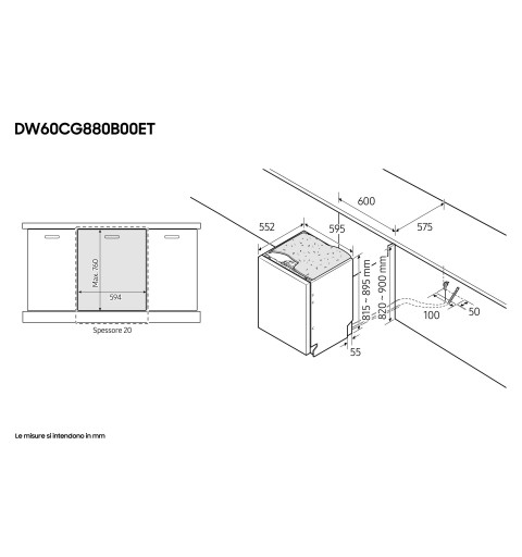 Samsung DW60CG880B00 Lavastoviglie da incasso a scomparsa totale Serie 8700 14 coperti A Terzo cesto per posate