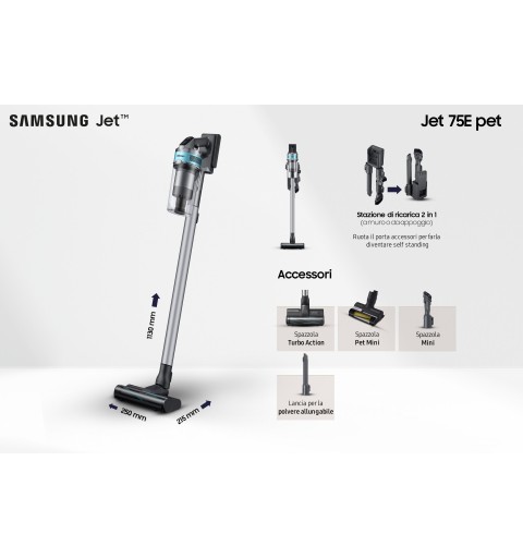 Samsung VS20B75AGR1 aspirateur de table Noir, Couleur menthe Sans sac